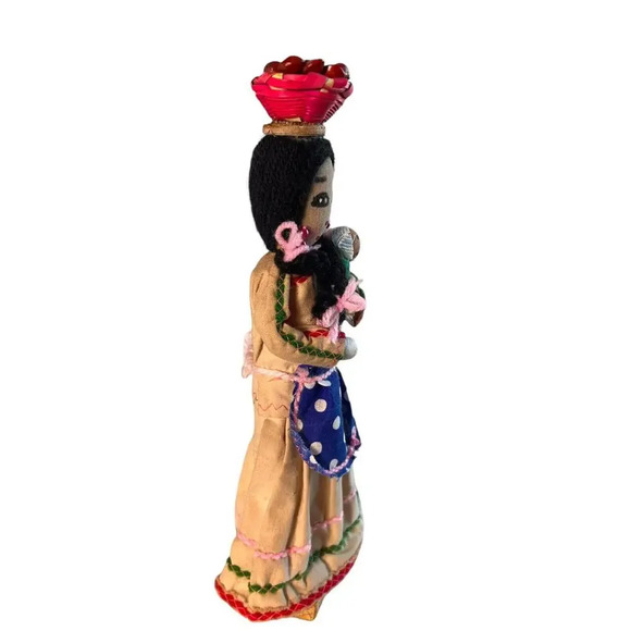 Central America Folk Art Doll Honduras Fabric Handmade Décor Hand Made - Picture 8 of 9